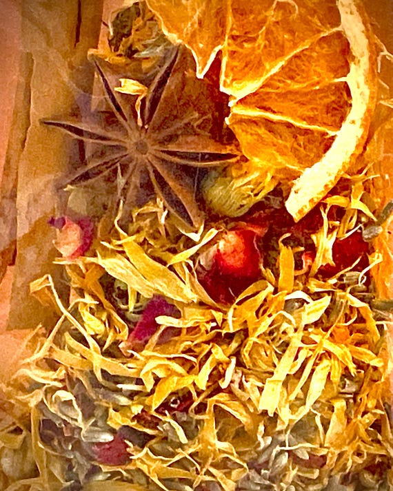 Botanical Simmer Pot Kit, Dried Floral & Citrus Stovetop Potpourri, Natural Home Fragrance