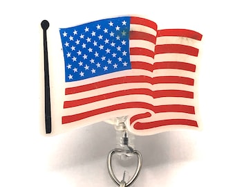 American Flag Badge Reel, Lanyard reel