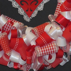 Red and Lace / Valentines Ribbon Wreath image 3