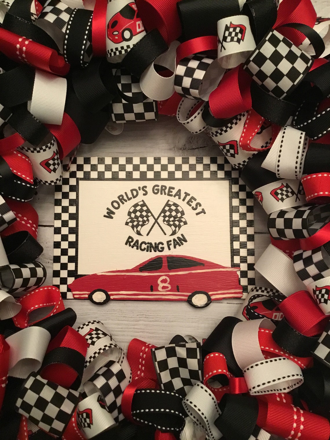 Racing Fan / Auto Racing Fan Ribbon Wreath | Etsy