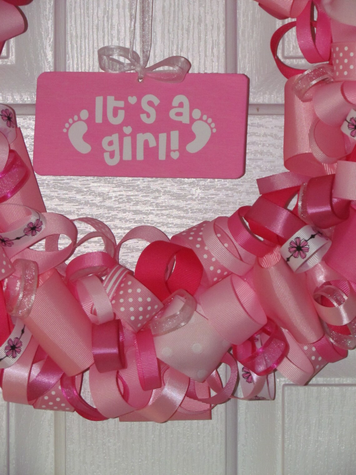 New Baby Girl Ribbon Wreath Etsy
