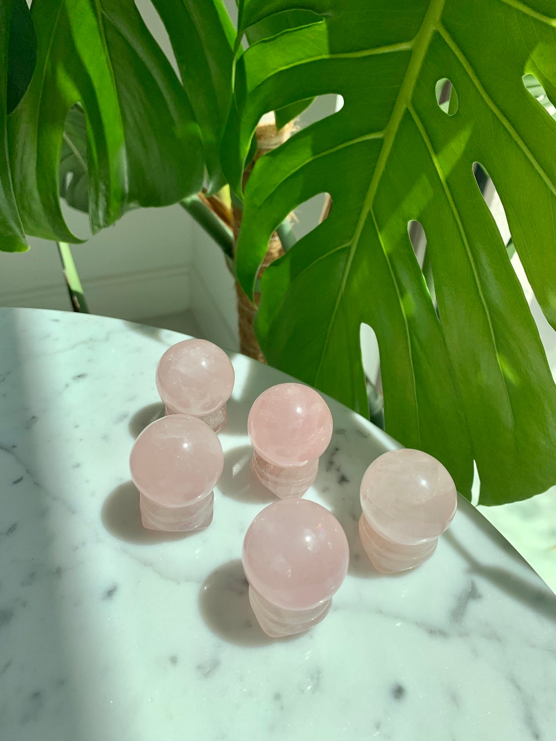 Natural Small Rose Quartz Crystal Sphere Crystal Healing Home Etsy