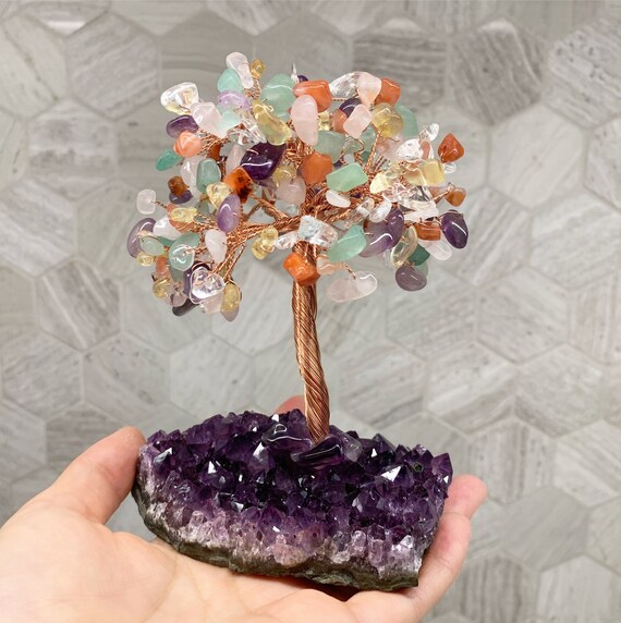 Handmade Colorful Crystals Money Tree on Natural Amethyst Etsy