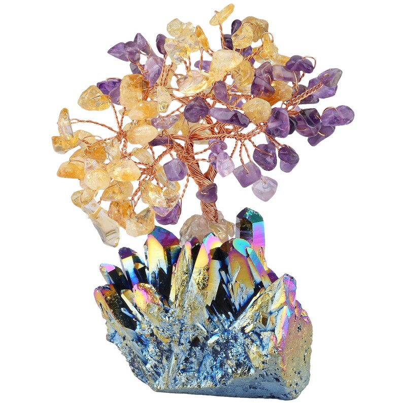 Amethyst and Citrine Crystal Tree of Life Chakra Gemstone Etsy