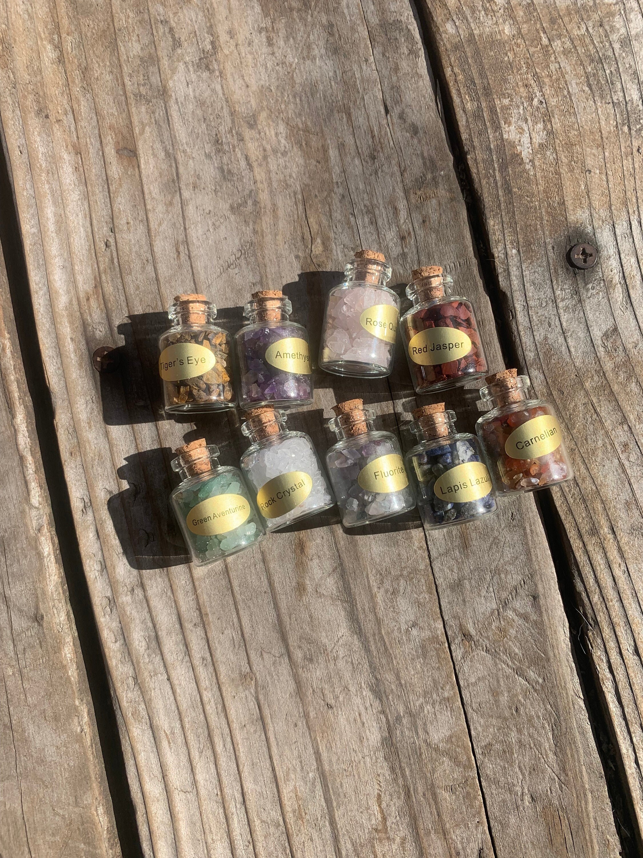 9 Mini Gemstone Bottles Chip Crystal Healing Tumbled Gem Reiki