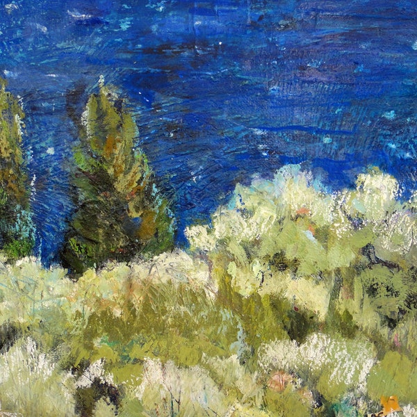 Seascape Painting Original. "Ithaki" Mixed Media on Canvas 90 x 40. Fine Art Expressionist Art And Collectibles Sea Nature Greece. Gift Idea