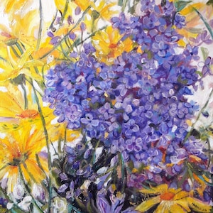 Painting. Spring Flowers.  Mixed Media on Canvas 45 x 55 cm. Fine Art. Expressionism. Nature. Art & Collectibles. Home Decor. Gift Idea