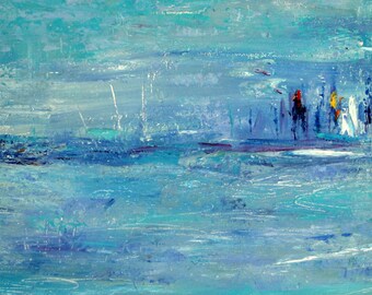 Painting.  Abstract Seascape. Oil on Canvas. Size 25 x 40.  Original Painting. Fine Art.