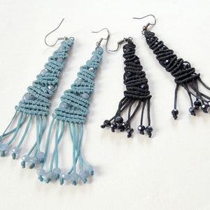 Macrame Dangle Earrings. Boho Chic , Fashion Trend Handmade Jewelry. Gift for Her. Two length options. image 7