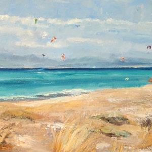 Original Seascape oil on canvas 'Lefkada' 60 x 25 image 2