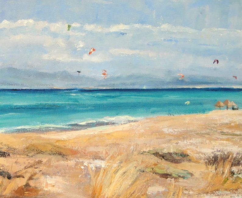 Original Seascape oil on canvas 'Lefkada' 60 x 25 image 2