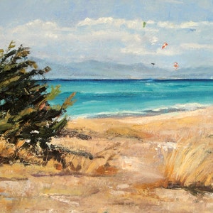 Original Seascape oil on canvas 'Lefkada' 60 x 25 image 1