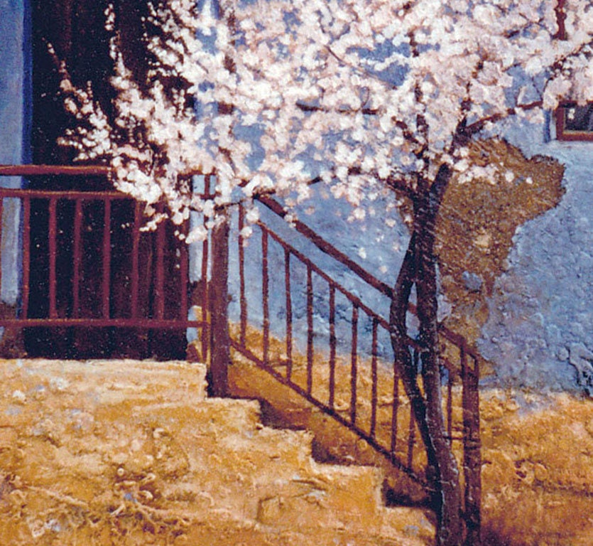 Oil Paint Spring Spring. Oil Painting on Board.