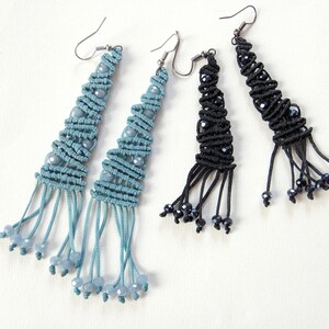 Macrame Dangle Earrings. Boho Chic , Fashion Trend Handmade Jewelry. Gift for Her. Two length options. image 4
