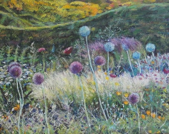 Bild “Frühlingslandschaft” Mischtechnik auf Leinwand 50 x 70 cm. Blumen, Natur, Frühling Kunst und Sammlerstücke Impressionist Fine Art. Geschenkidee