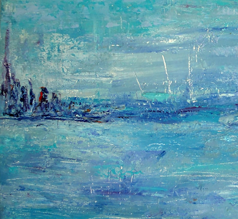 Painting. Abstract Seascape. Oil on Canvas. Size 25 x 40. Original Painting. Fine Art. image 2