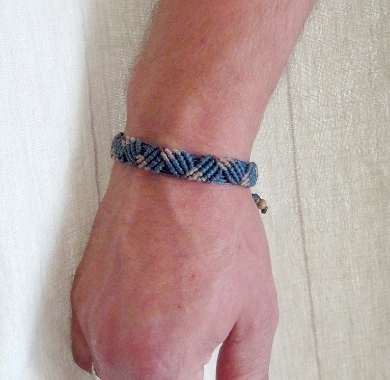 Men's Macrame bracelet. Size is adjustable. Fastening with slip knot. Custom Made in any color combination. Width 1.3cm image 2