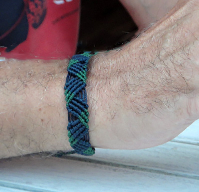 Men's Macrame bracelet. Size is adjustable. Fastening with slip knot. Custom Made in any color combination. Width 1.3cm image 5