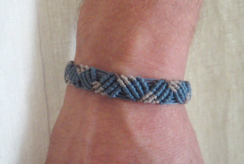 Men's Macrame bracelet. Size is adjustable. Fastening with slip knot. Custom Made in any color combination. Width 1.3cm image 1