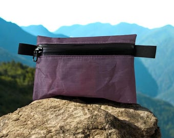 Ultralight wallet, mini Card holder, white   dyneema pouch  Purple  YKK water resistant Zipper  2.92oz, Dyneema wallet