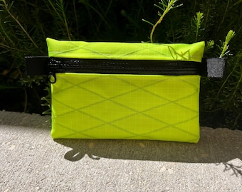 Xpac V07 pouch, ultralight, Mini wallet in Neon Yellow  , with black YKK water proof Zipper, credit card pouch, EDC pouch