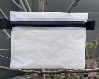 Cartera de Dyneema Trail de 5 oz, cartera ultraligera tipo cuben de fibra blanca, cartera de Dyneema de 5 oz, cremallera YKK impermeable.