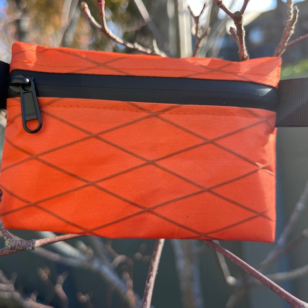 Xpac V07 pouch, ultralight, Mini wallet in ORANGE  , with black HHH water proof Zipper, credit card pouch, EDC pouch