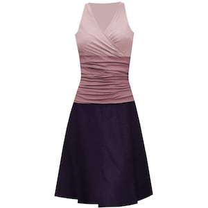 Tri-color dress Lizz sleeveless with wrap top, gathered waist and circle skirt - many colors