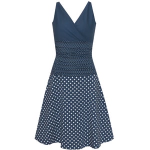 Dot dress Lizz dots allover wrap look suitable for breastfeeding, gathered waist, sleeveless circle skirt in many colors