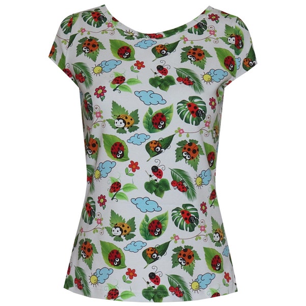 ungiko shirt Marie ladybug colorful summer shirt mini sleeves round neckline