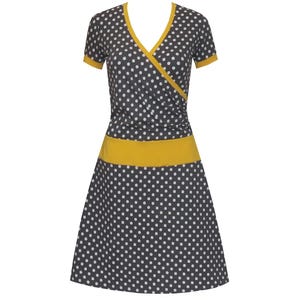 Dot dress Enia New collection from ungiko Summer dress Wrap dress short sleeve Nursing dress grey yellow dark grey Wrap top dots