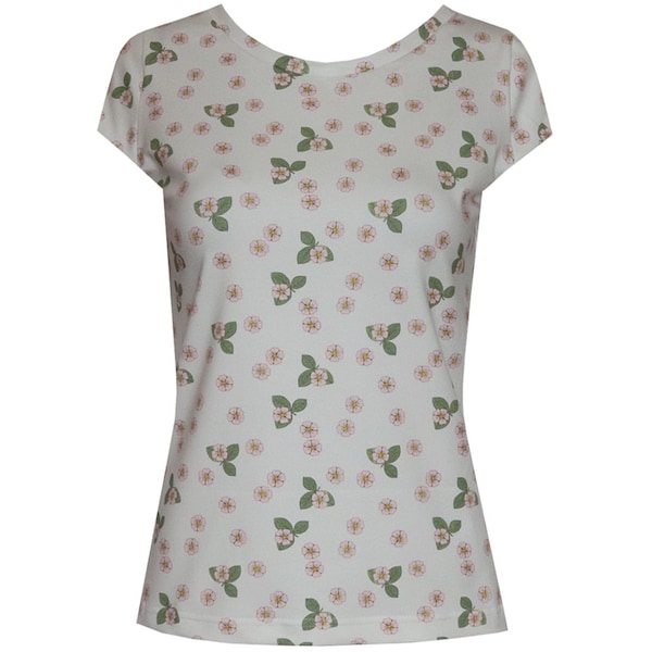 ungiko shirt Marie strawberry blossoms mini sleeves round neckline