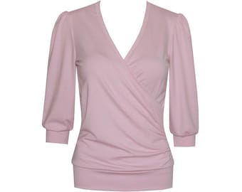 Shirt Enia S/S 2024 in many colors suitable for breastfeeding in wrap look with gathered sleeves