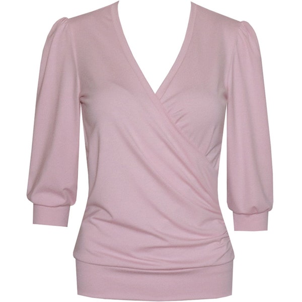 Shirt Enia S/S 2024 in many colors suitable for breastfeeding in wrap look with gathered sleeves