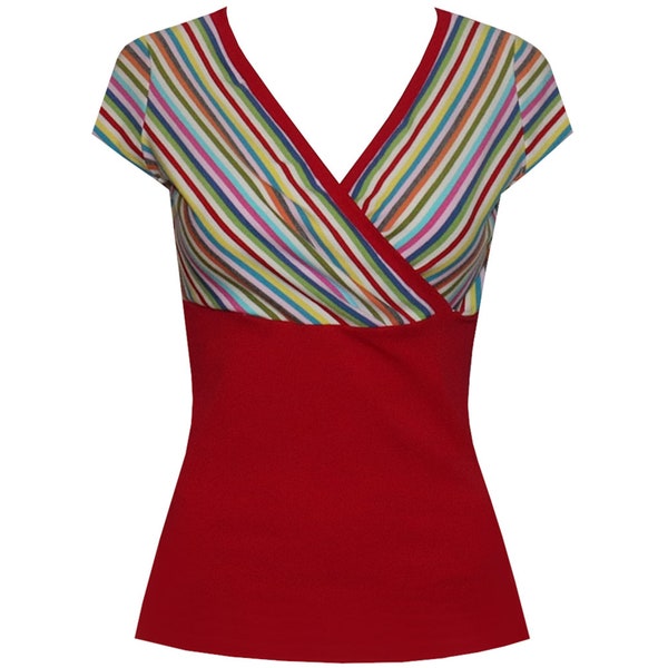 ungiko shirt Nelly stripes wrap top suitable for breastfeeding colorful striped mini sleeves sleeve length variable