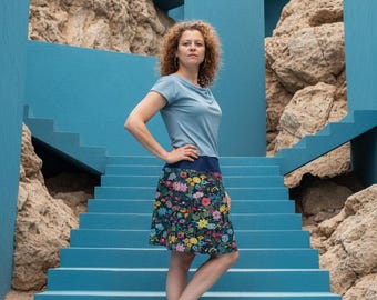 Sommerkleid von ungiko "Lenny" Kleid für Büro Alltag ausgestellte A-Linie knielang Miniärmel elegantes bequemes Damenkleid handgemacht