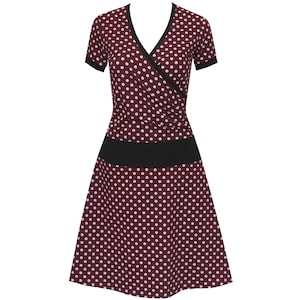 Dot dress Enia New collection from ungiko Summer dress Wrap dress short sleeve Nursing dress burgundy black Wrap top dots