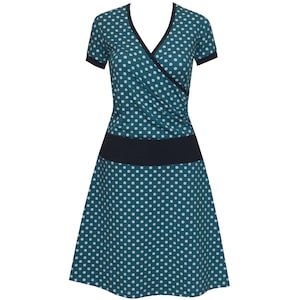 Dot dress Enia New collection from ungiko Summer dress Wrap dress short sleeve Nursing dress petrol dark blue Wrap top dots