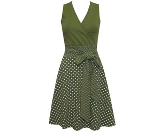 Sophie dot dress with wide belt wrap look nursing dress sleeveless in many colors
