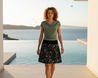 Sommerkleid von ungiko "Lenny" Kleid für Büro Alltag ausgestellte A-Linie knielang Miniärmel elegantes bequemes Damenkleid handgemacht