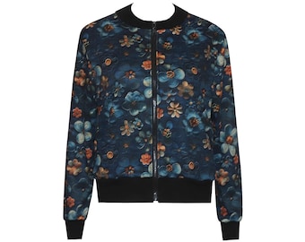 NEW bomber jacket by ungiko ladies autumn blouson jacket casual pilot jacket sweat jacket with pockets long sleeve zip alpine fleece flowers
