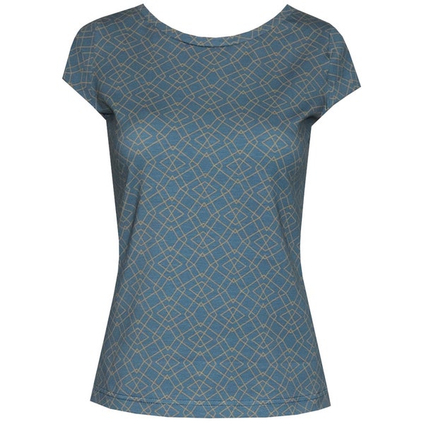 ungiko shirt Marie graphic in blue mini sleeves round neckline