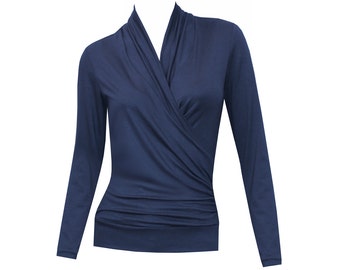 Yara shirt in a wrap look, long-sleeved nursing function with a shawl collar in many colors