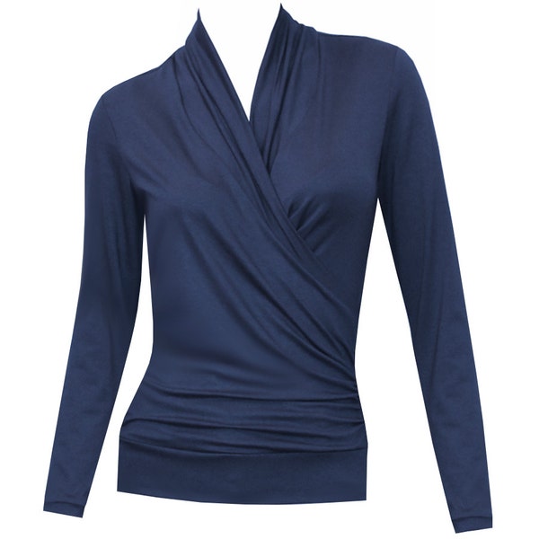 Yara shirt in a wrap look, long-sleeved nursing function with a shawl collar in many colors