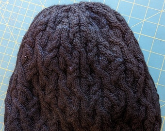 Cabled Slouchy Knitted Wool Beanie -  From The Celtic Knitter