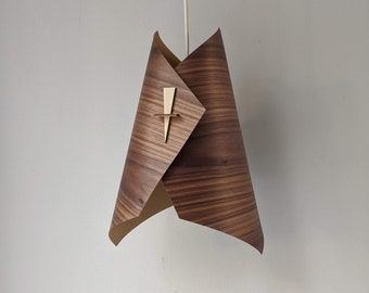 Wood Pendant Light Ceiling Light Fixture Wood Lamp Shade Modern Pendant Light Veneer Pendant Light- The Diamond