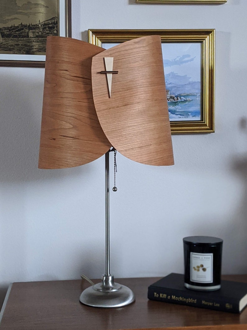 Wood Lamp Shade Wood Floor Lamp Shade Wood Table Lamp Shade Modern Table Light Veneer Petite Curves image 3