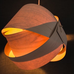Wood Pendant Light Wood Light Fixture  Wood Ceiling Light Fixture Wood Lamp Shade Modern Pendant Light Veneer Pendant Light- Elliptical