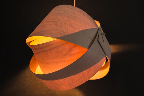Wood Pendant Light Wood Light Fixture  Wood Ceiling Light Fixture Wood Lamp Shade Modern Pendant Light Veneer Pendant Light- Elliptical