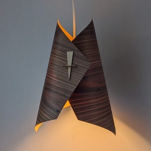 Wood Pendant Light Ceiling Light Fixture Wood Lamp Shade Modern Pendant Light Veneer Pendant Light The Diamond image 3